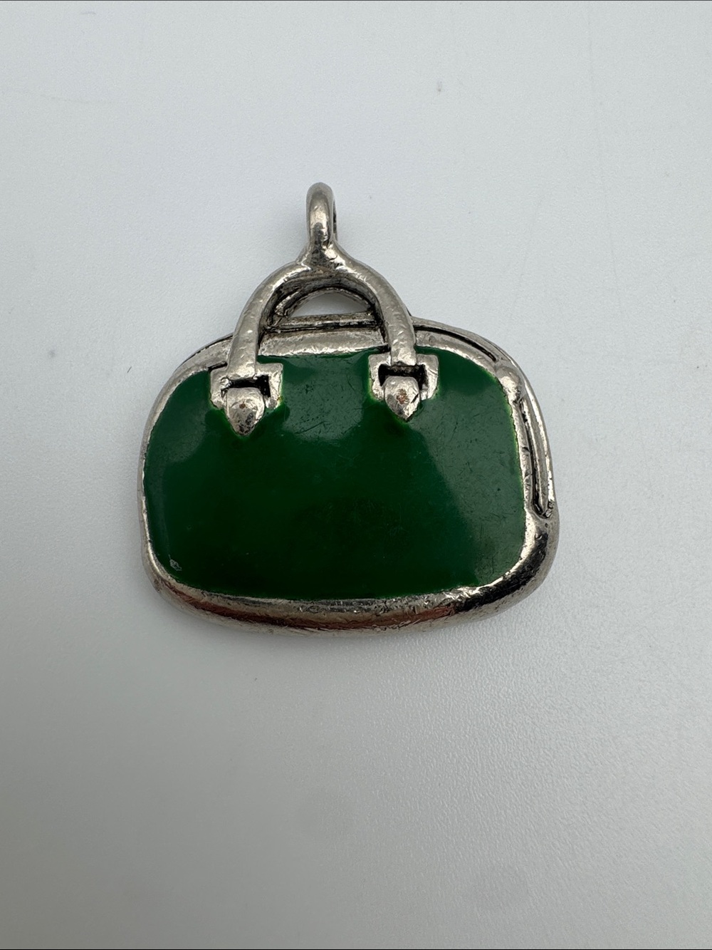 Green Enamel Purse Charm Pendant